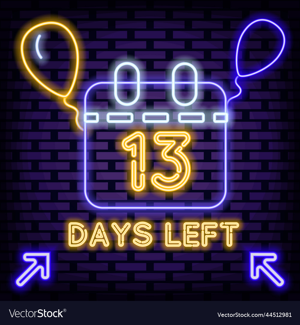 13 days left neon quote script light art