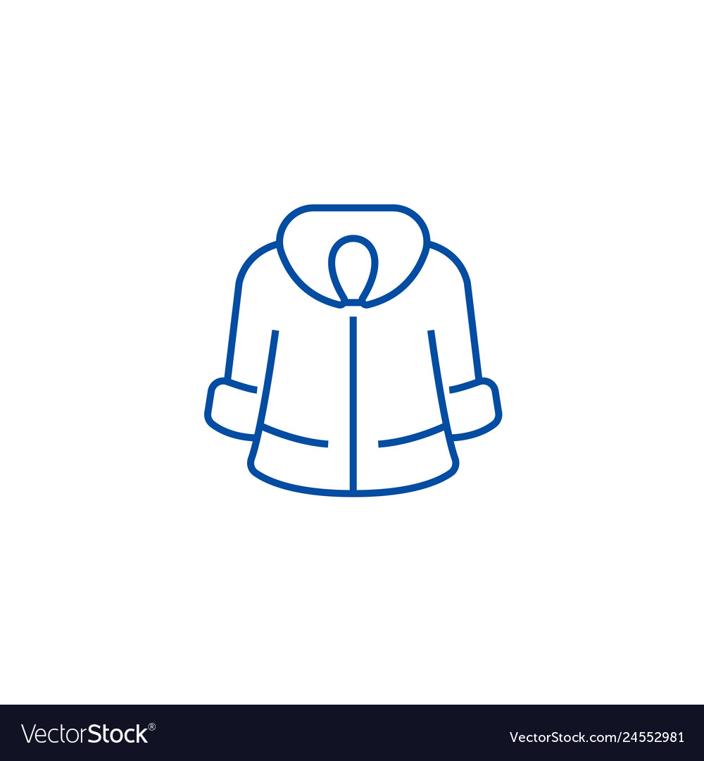 Fur coat line icon concept flat Royalty Free Vector Image