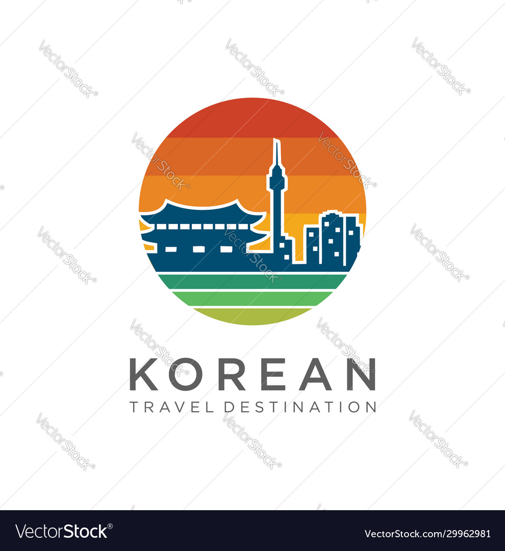 Korean logo landmarks travel design stock Vector Image