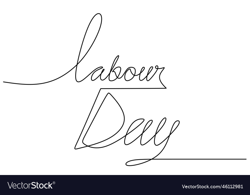 One Continuous Single Line Of Labor Day Words Vector Image One Continuous Single Line Of Labor Day Words Vector Image