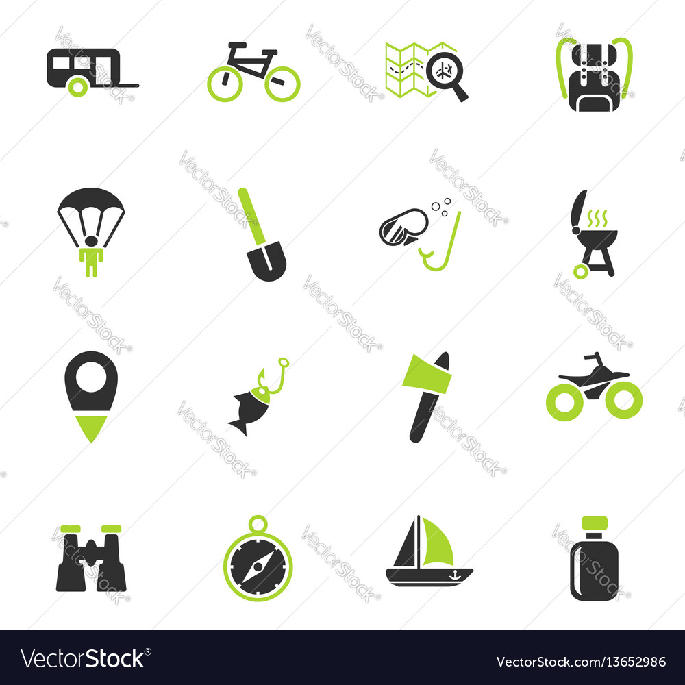 Active recreation icon set