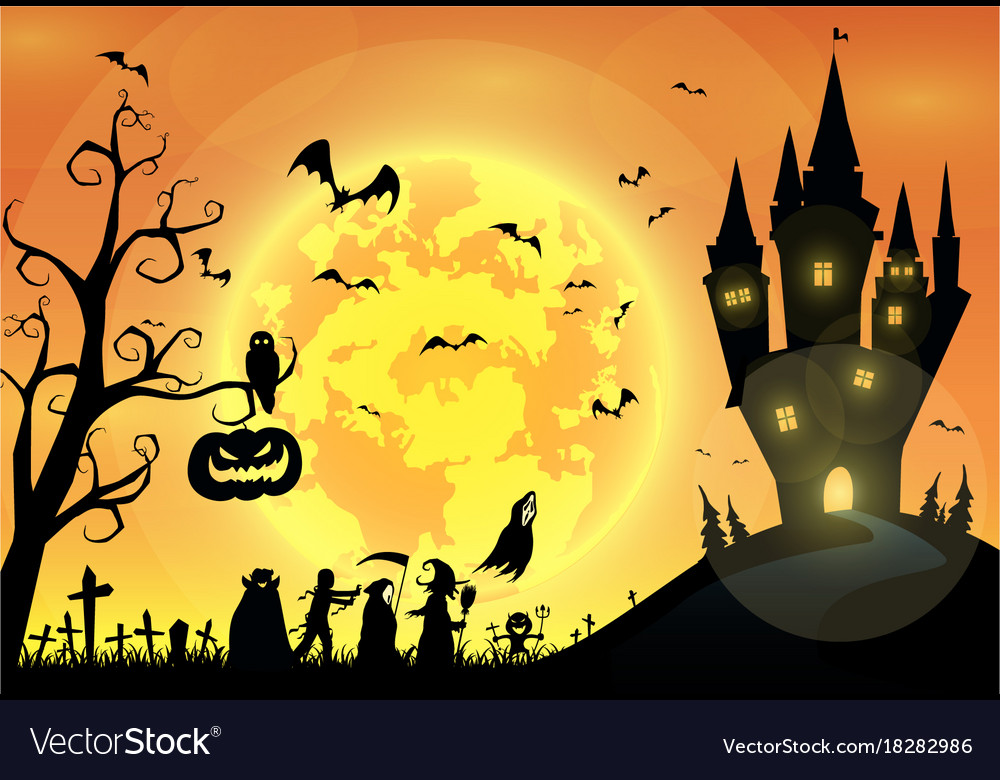 Backgroundfestival halloween moon on dark nigh Vector Image