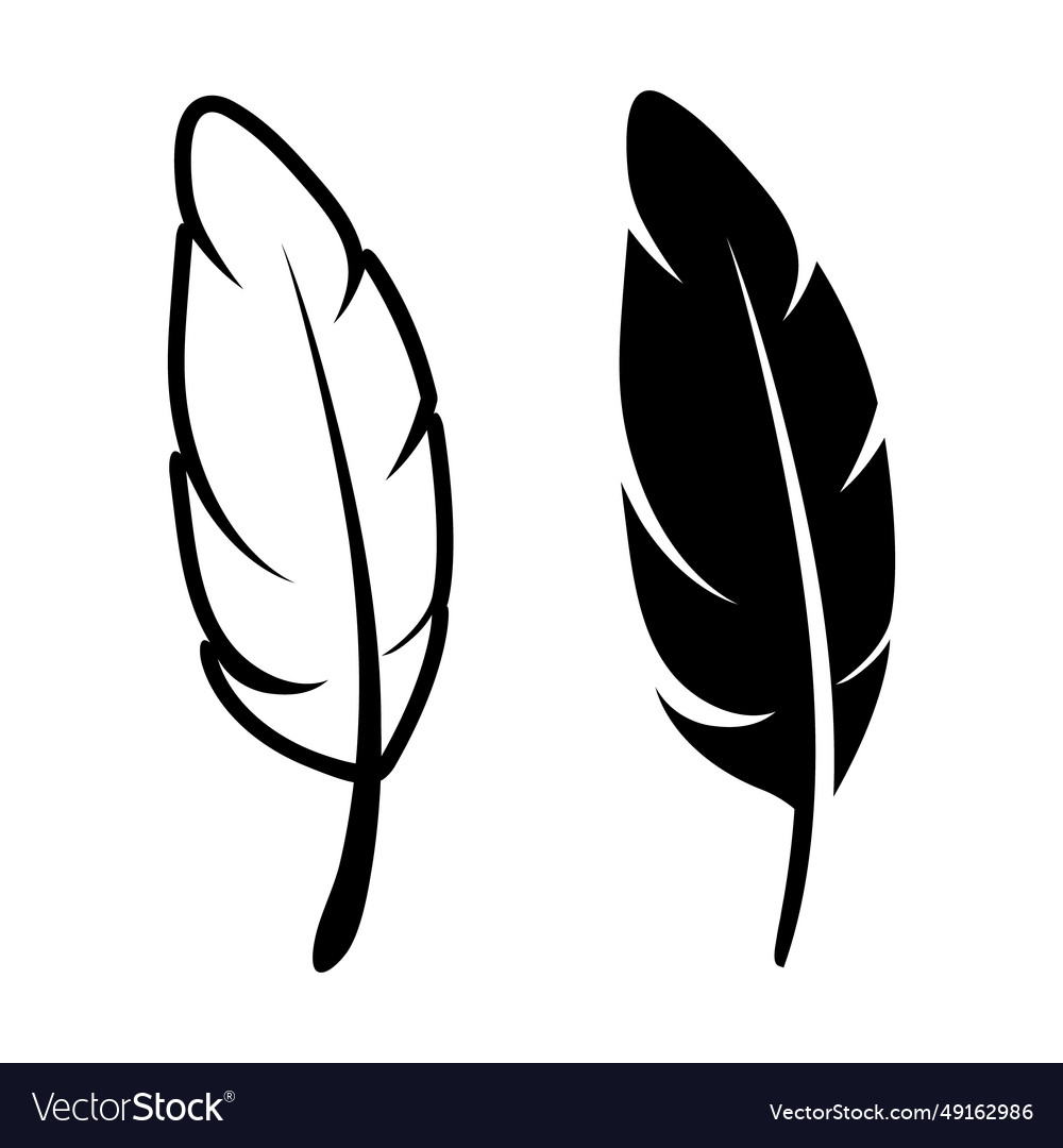 Black and white fluffy feather logo icon Vector Image