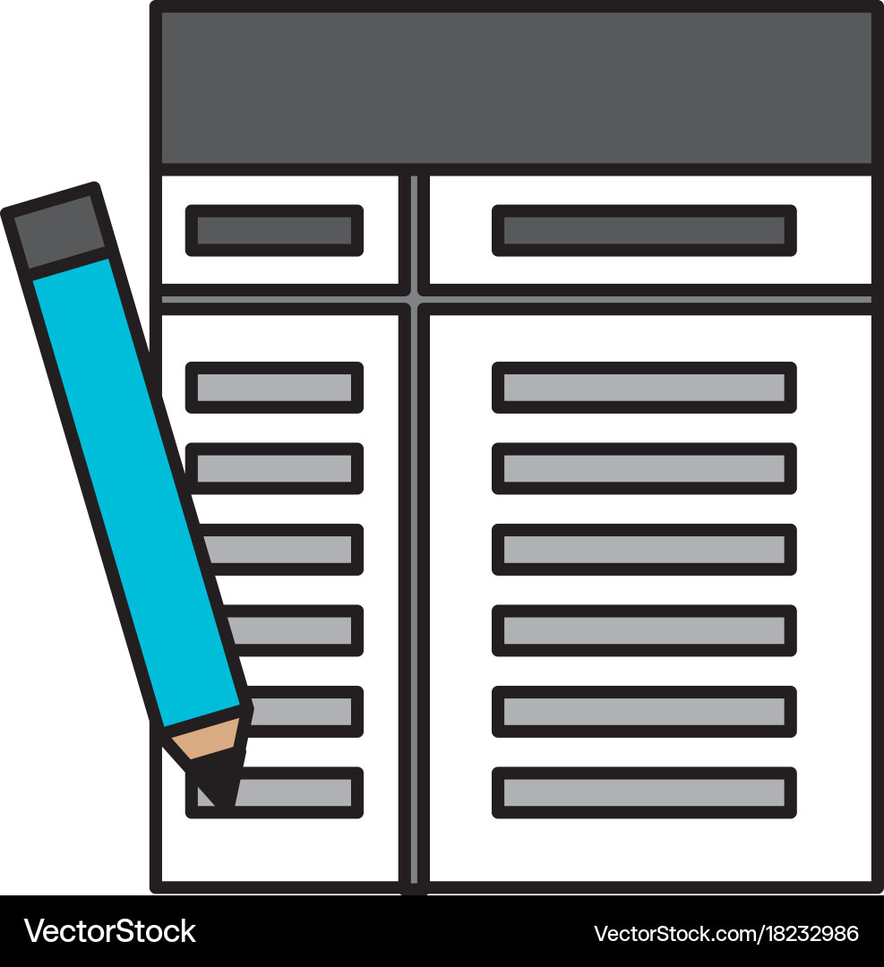 Business office paper document pencil elements Vector Image