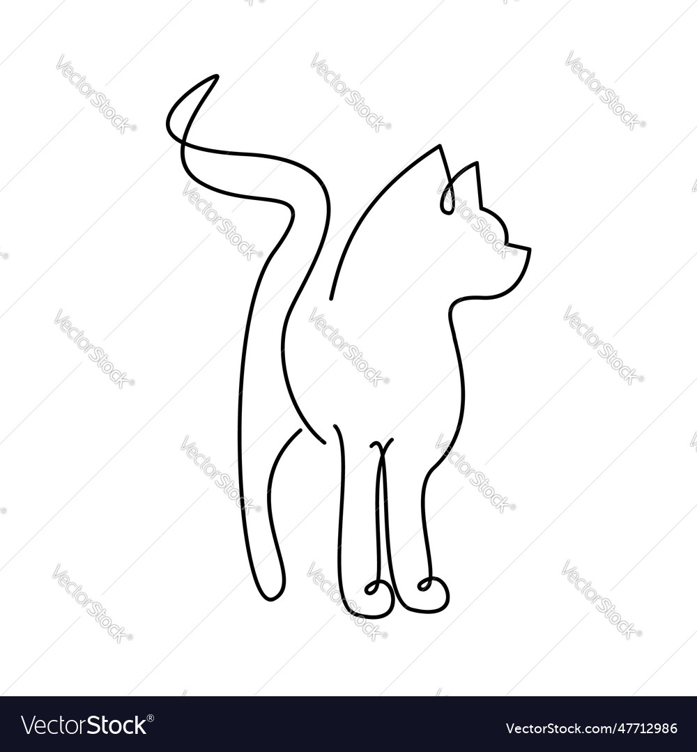 Cat single line logo icon design Royalty Free Vector Image