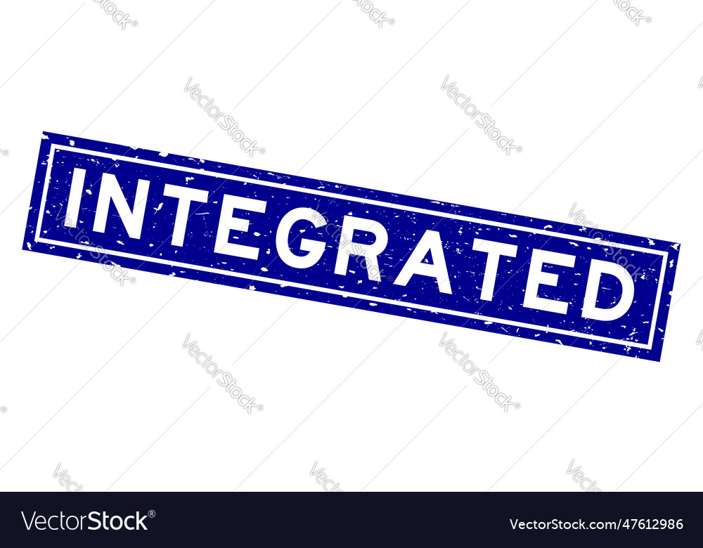 Grunge blue integrated word square rubber seal Vector Image