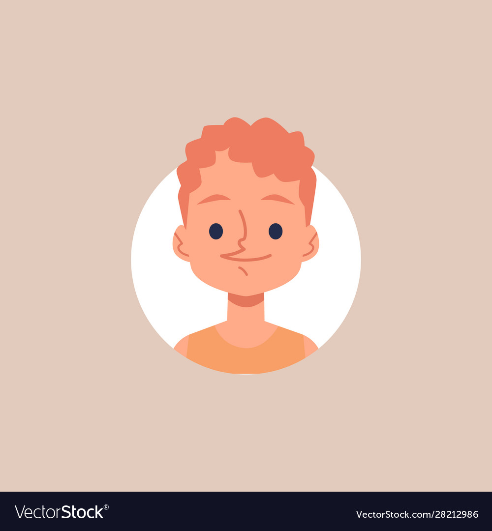 Happy cartoon boy portrait - little kid with curly