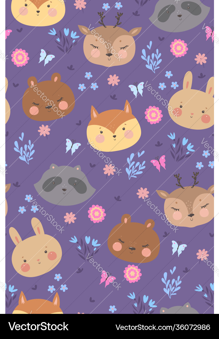 Seamless pattern with forest animals Royalty Free Vector