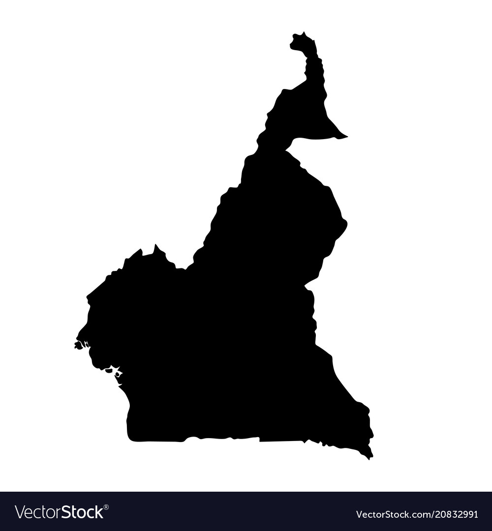 Black silhouette country borders map of cameroon