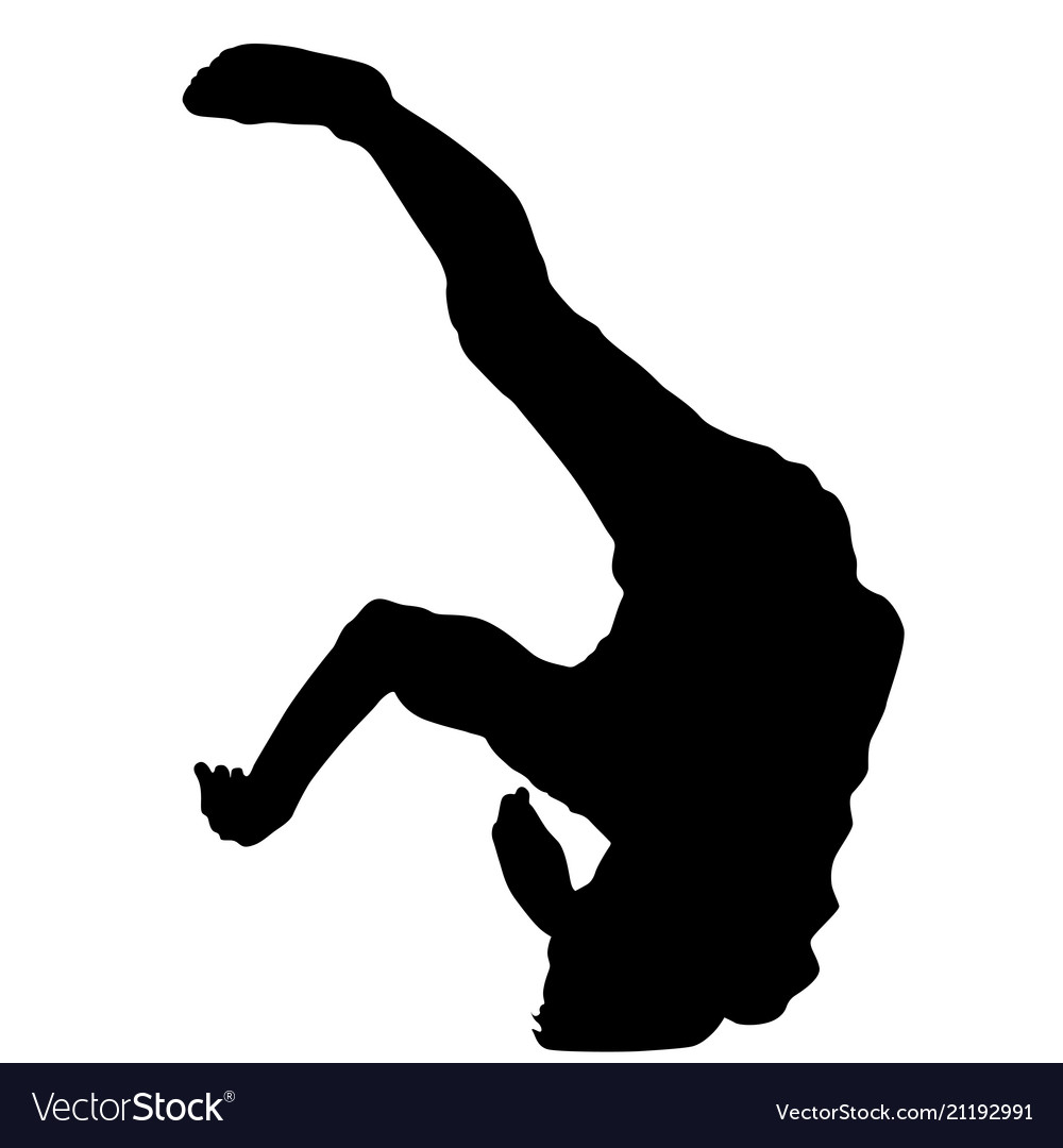 Schwarze Silhouetten Breakdancer auf einem weißen