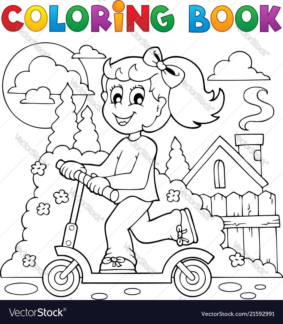 Coloring book kids play theme 2 Royalty Free Vector Image