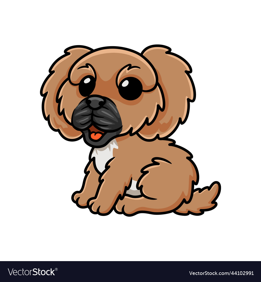 Cute little pekingese dog cartoon Royalty Free Vector Image