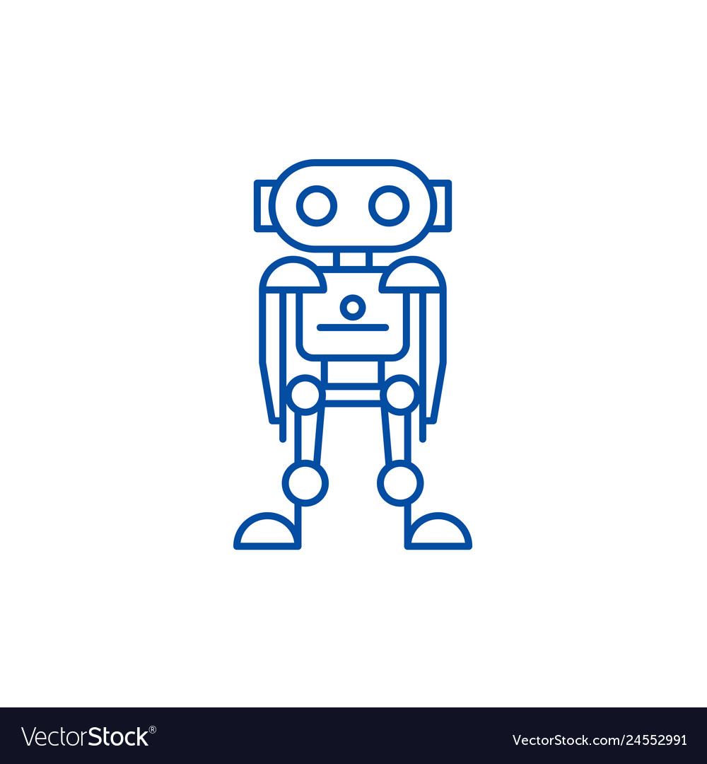 Future robot line icon concept flat