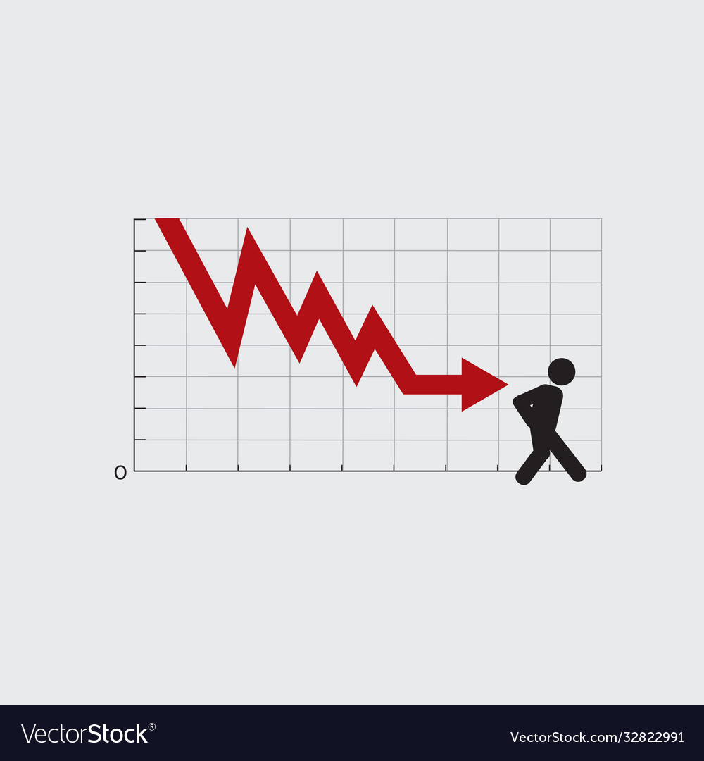 Graph shows fall stock market Royalty Free Vector Image