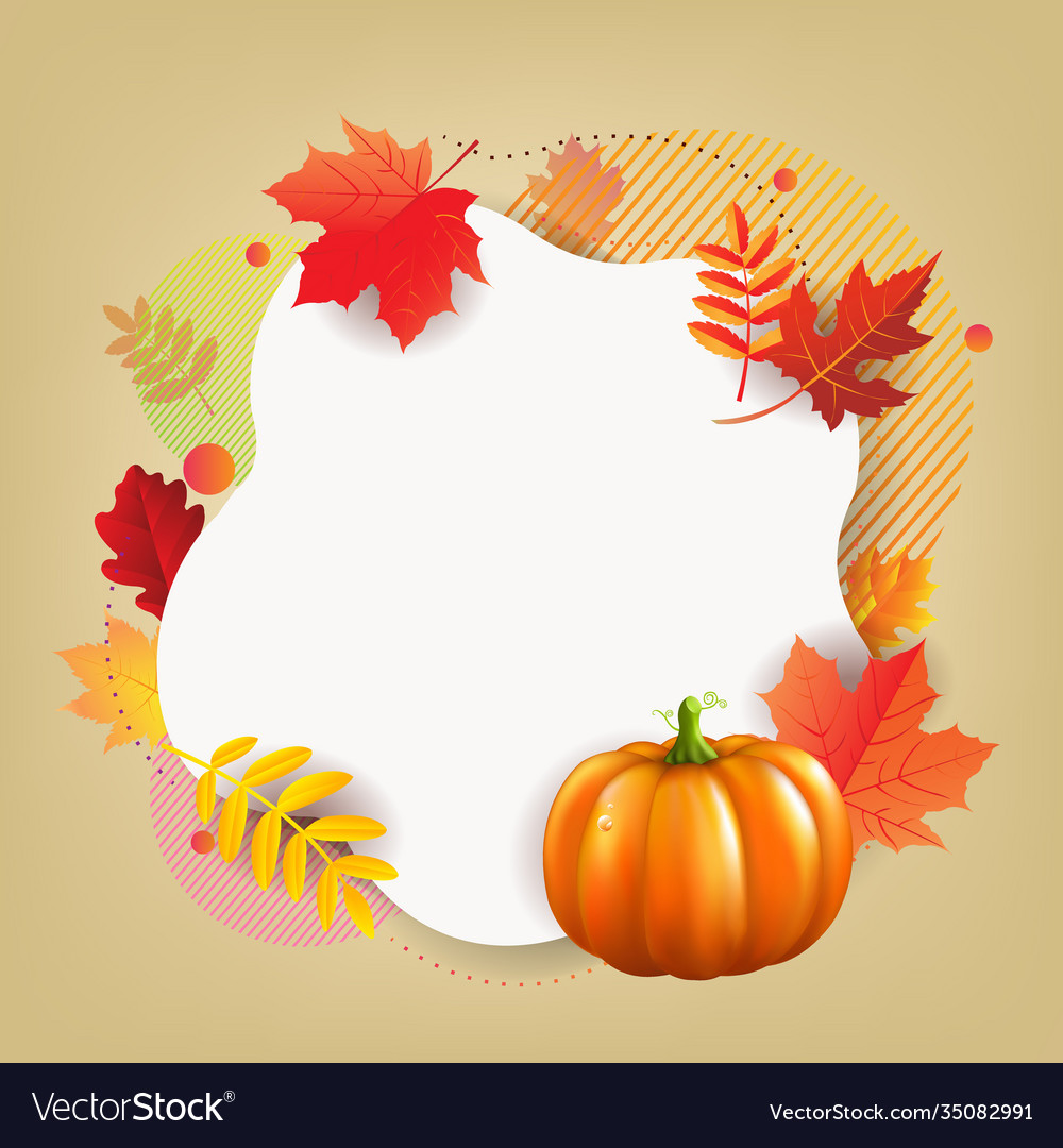 Hello autumn banner with leaves Royalty Free Vector Image