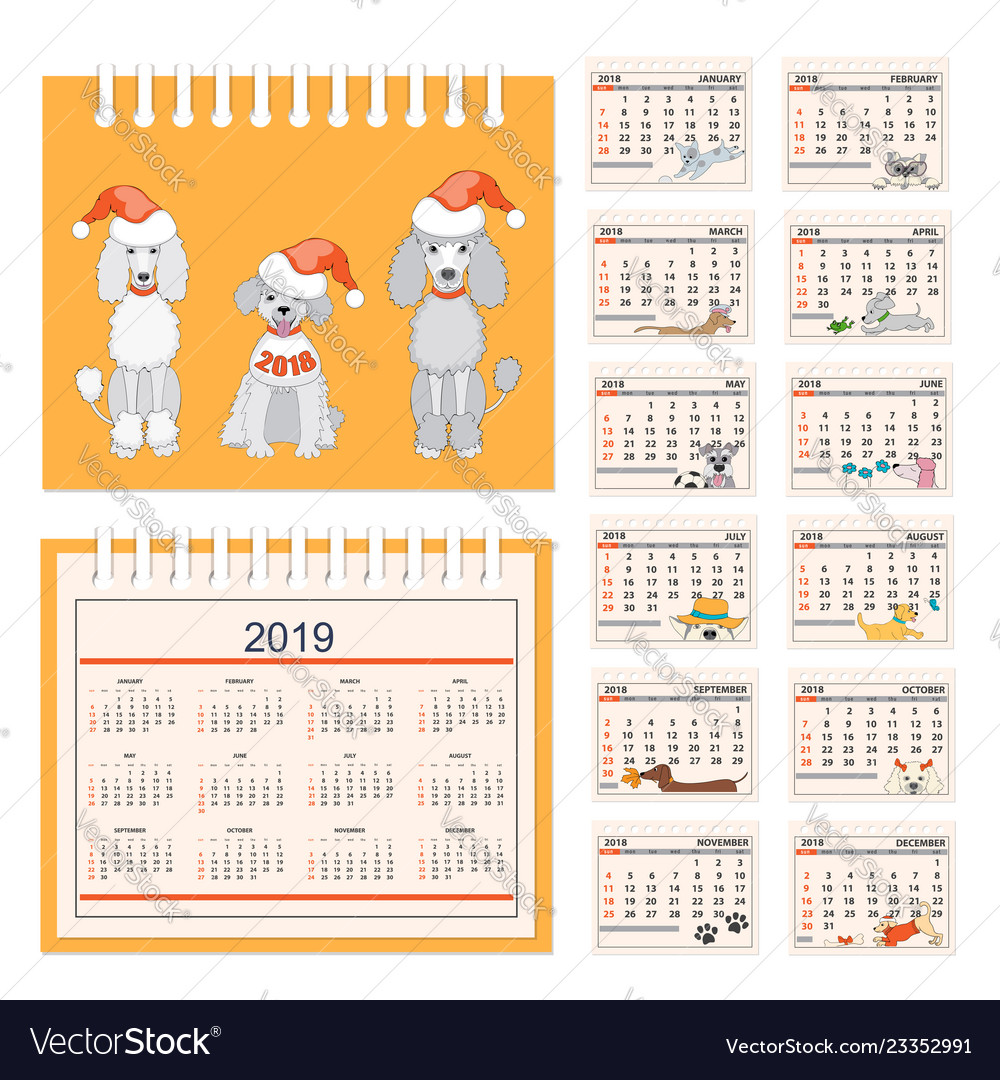 Kids calendar for wall or desk year 2018