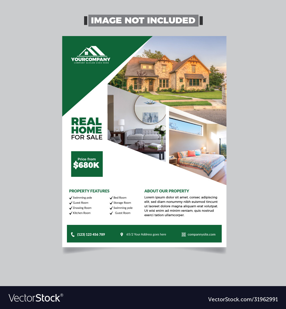 Real estate flyer template Royalty Free Vector Image Inside Free Real Estate Flyer Templates Download