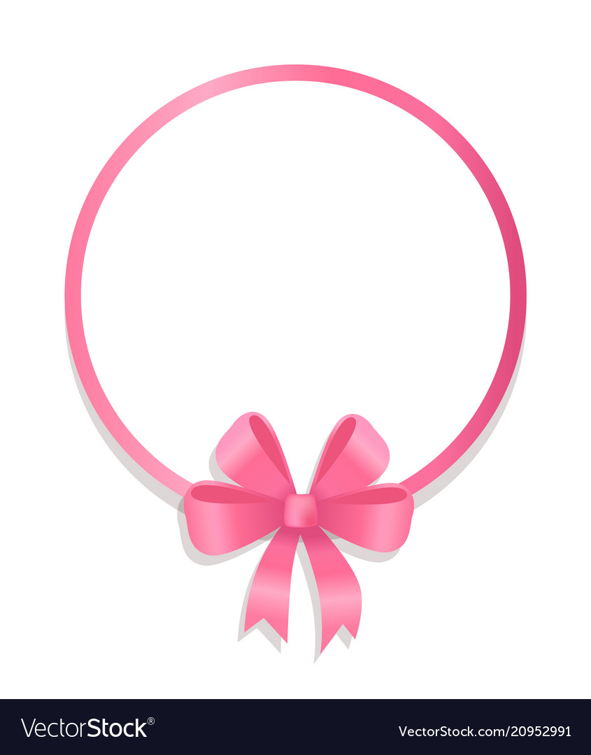 Round pink border decorated silk bow Royalty Free Vector