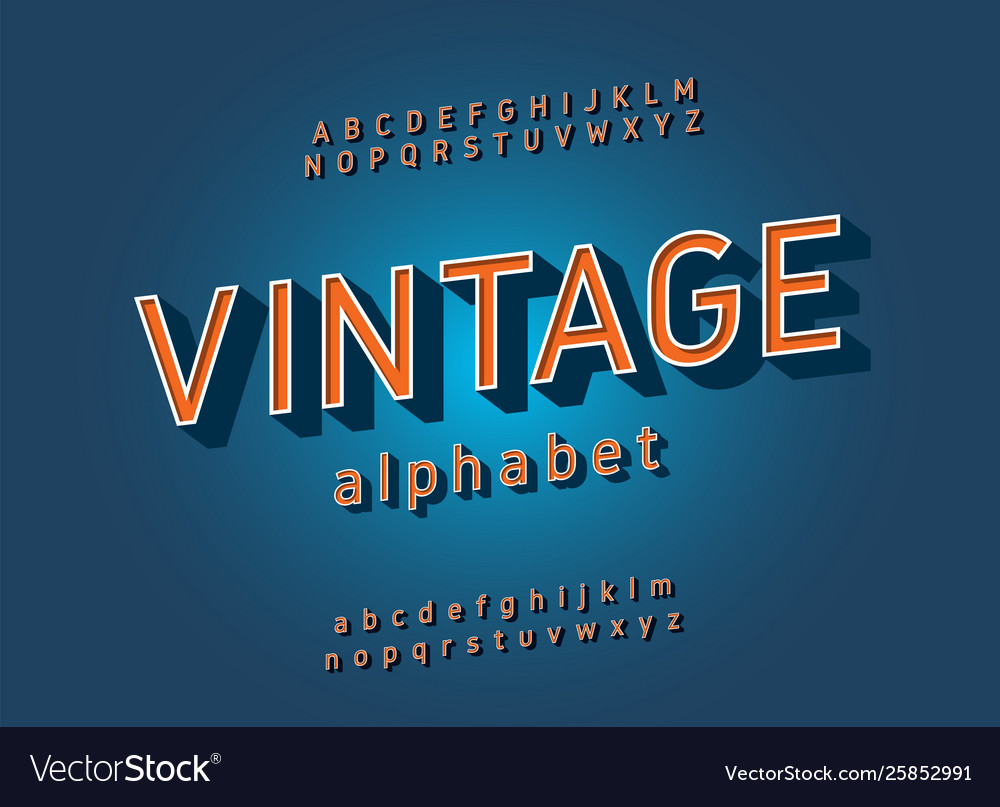 Vintage alphabet sans serif retro typography font Vector Image