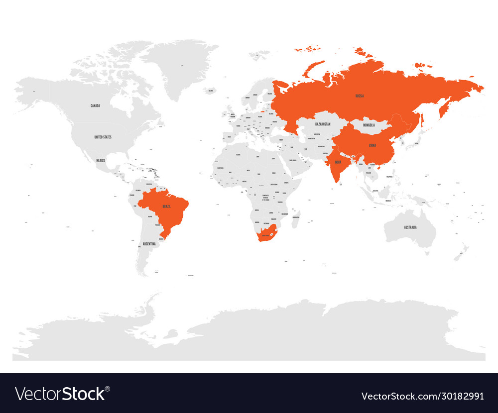 World Map With Highlighted Member Countries Vector Image