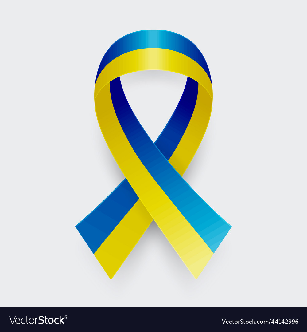 3d realistic yellow and blue ribbon icon Vector Image