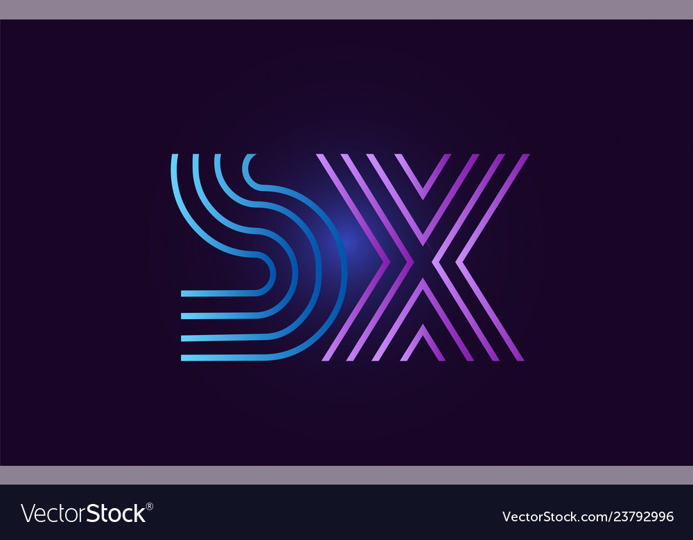 Blue pink sx s x gradient alphabet letter