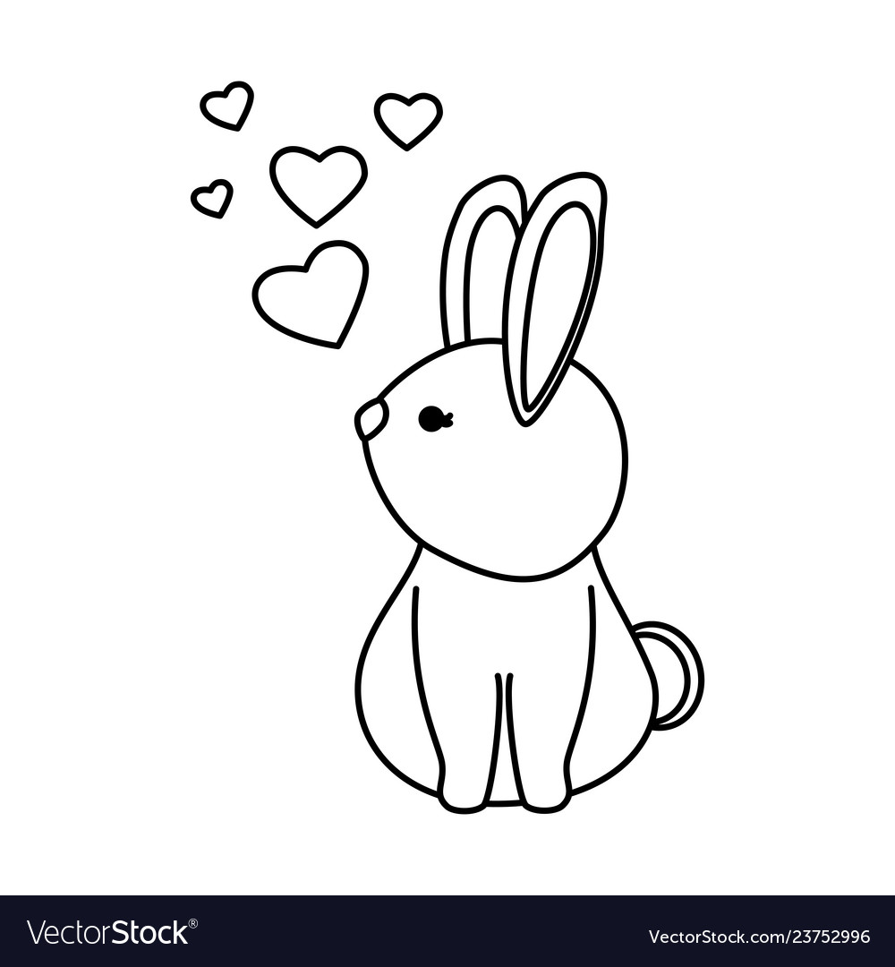 Cute rabbit with hearts love