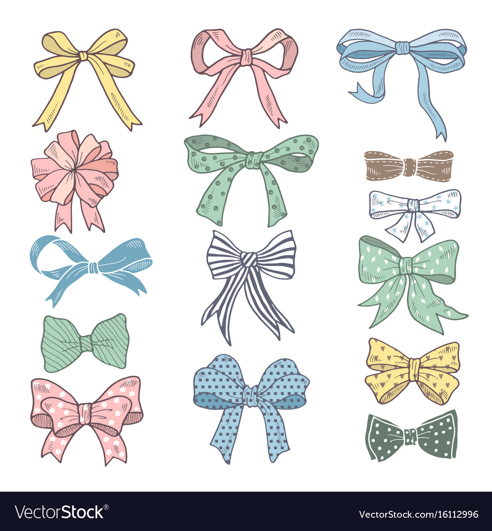 Holiday bows and ribbons in cartoon style