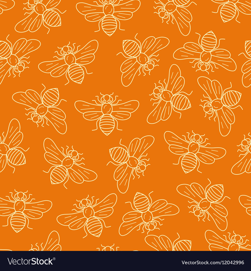 Seamless honey bee pattern Royalty Free Vector Image