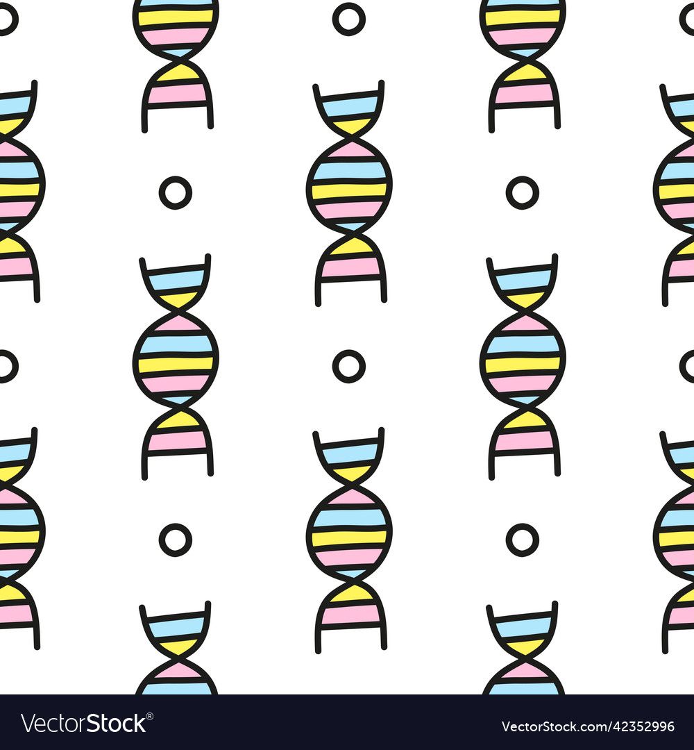 Seamless pattern with doodle dna molecules