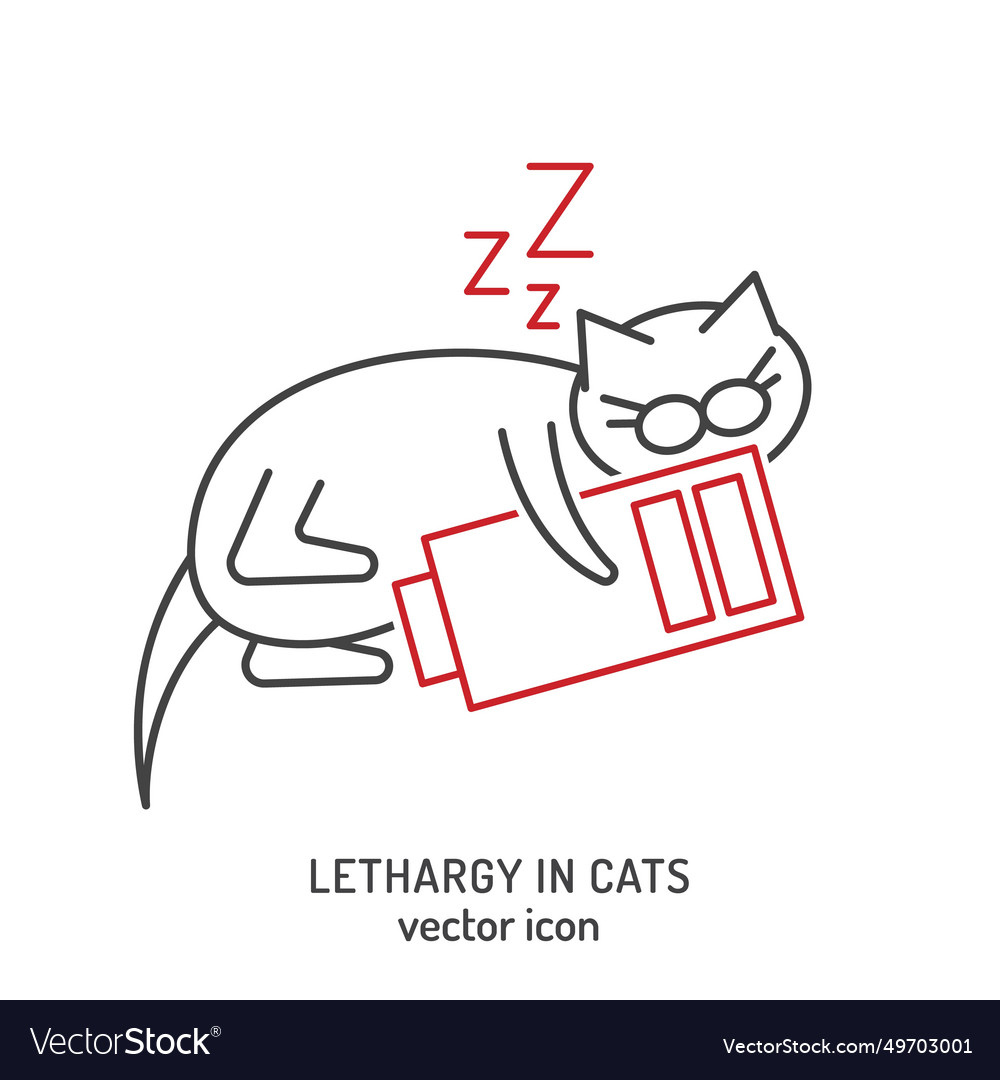 Cat fatigue and lethargy icon apathy in cats Vector Image