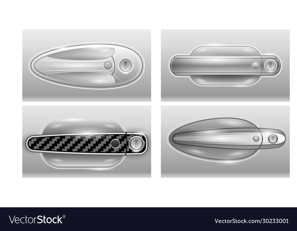 Door handle car realistic set icon