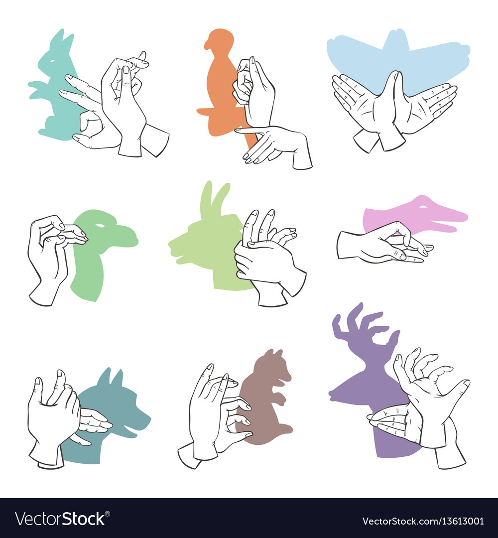 Hands gesture like different animals imagination Vector Image