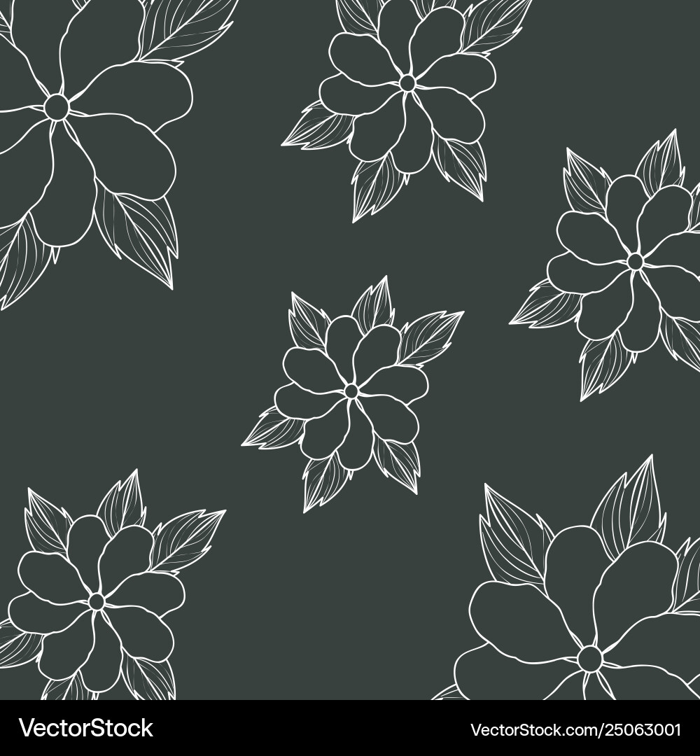 Pattern flowers with leafs isolated icon Vector Image