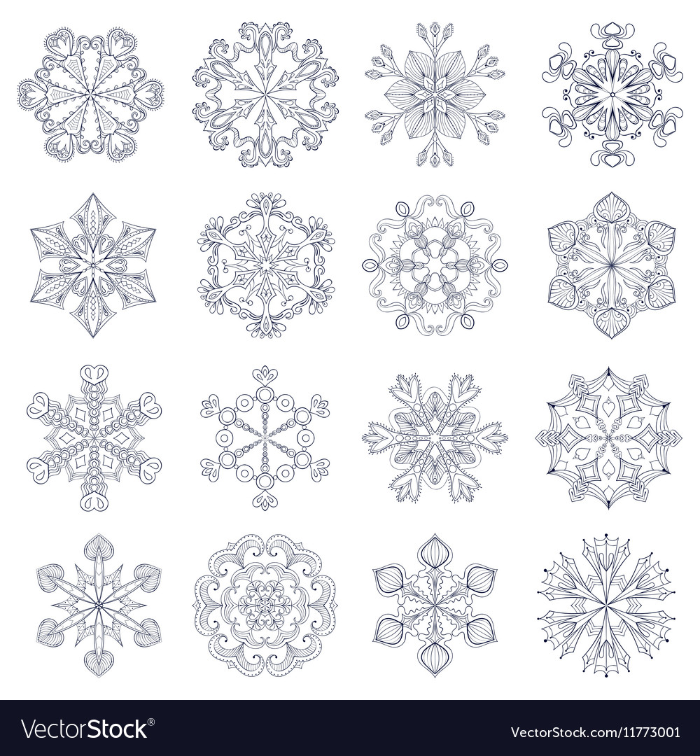 Vintage snowflake set in entangle style 16