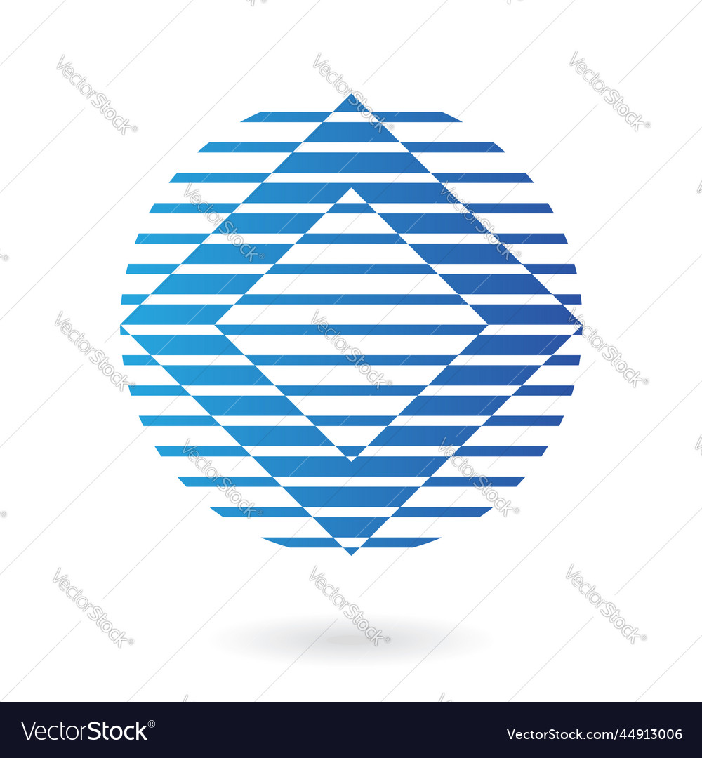 Blue square inside a striped circle abstract logo Vector Image