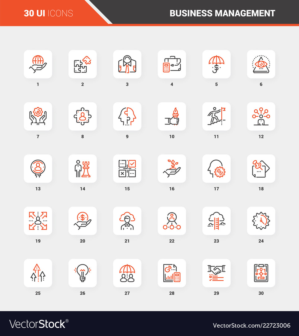 Business management flat line web icon concepts