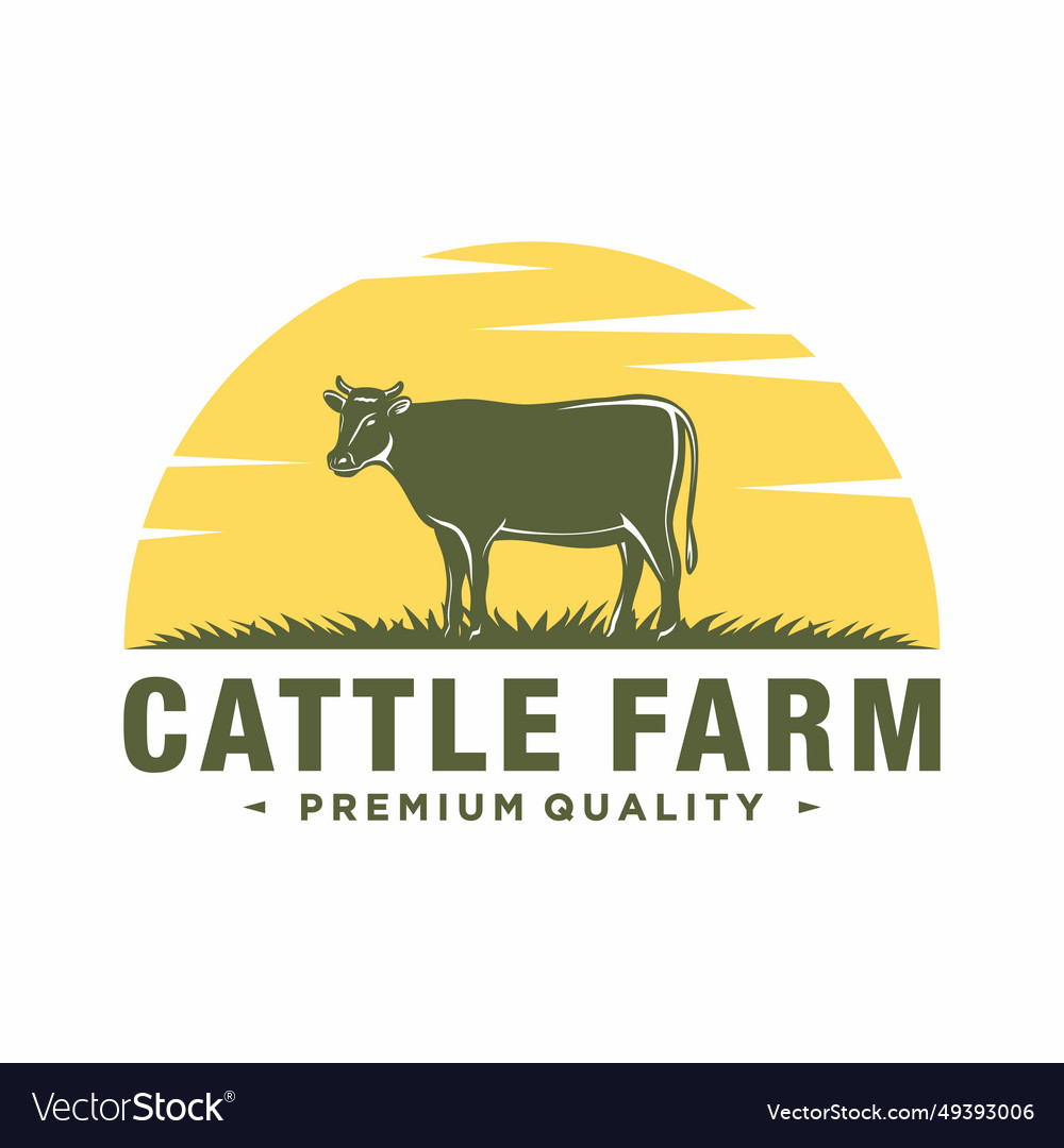 Cattle farm logo design template cow Royalty Free Vector