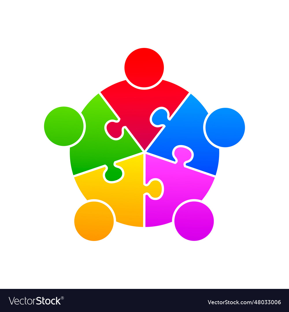 Community puzzle union support Royalty Free Vector Image