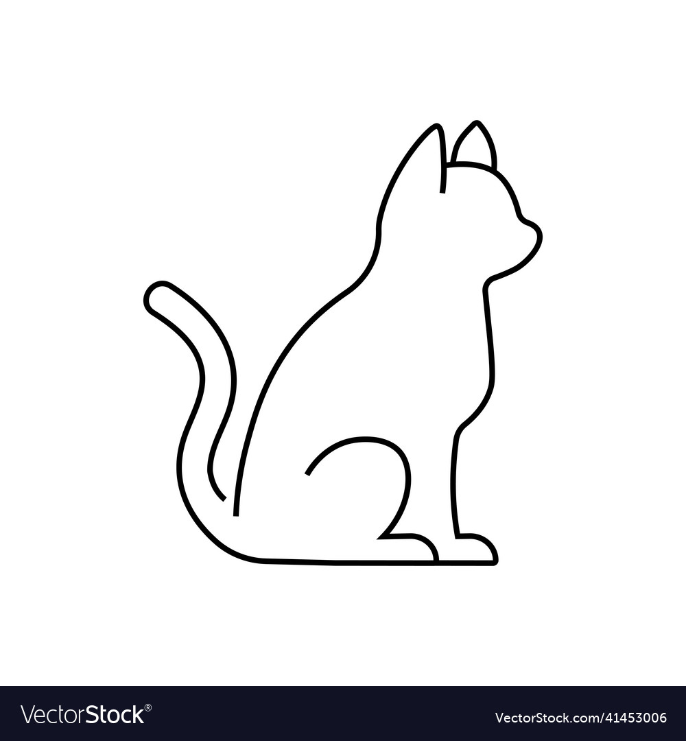 Isolated outline of a cat on white background Vector Image