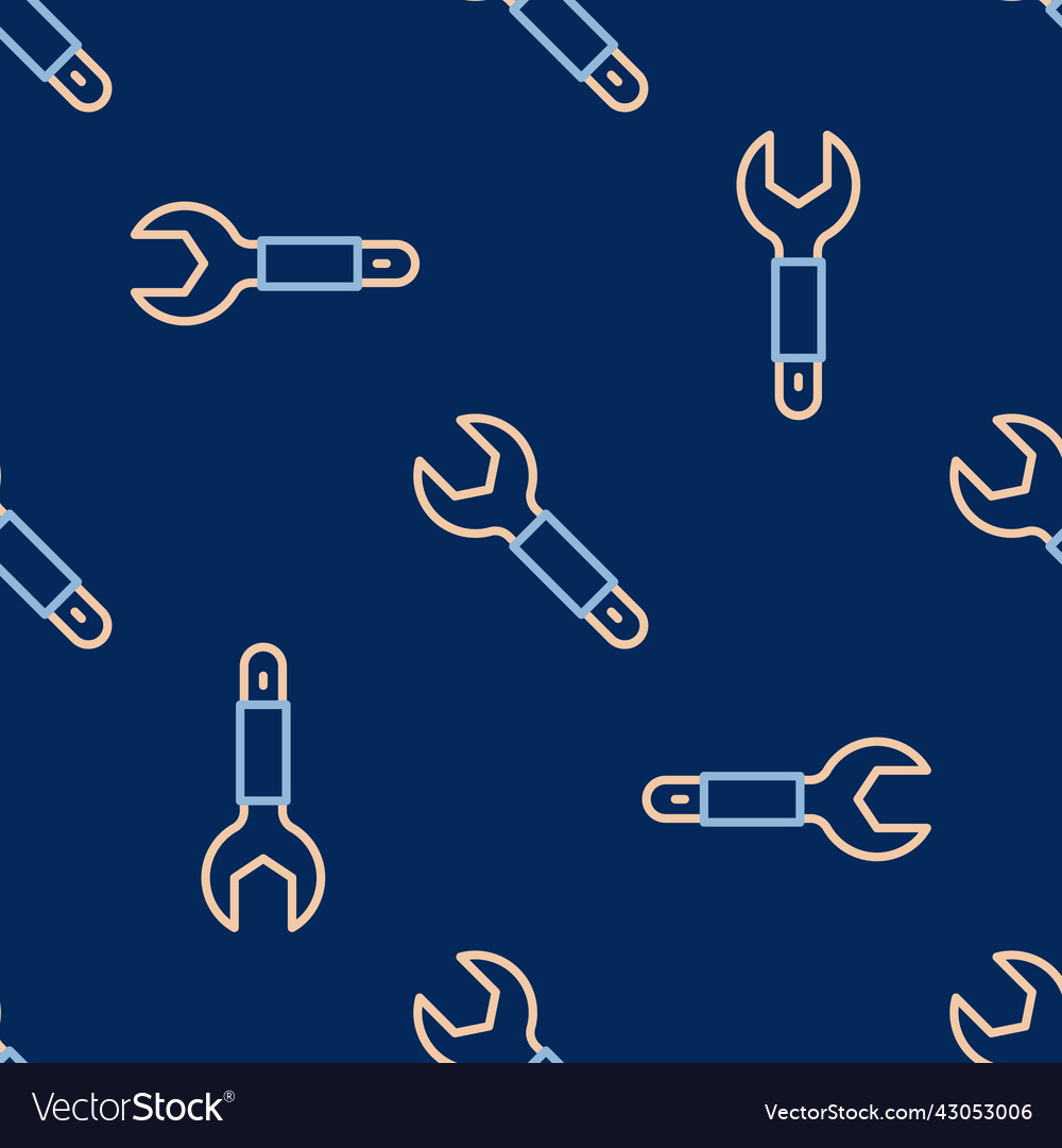 Line wrench spanner icon isolated seamless pattern