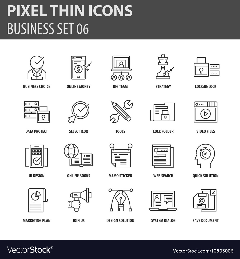 Modern thin line icons set for business