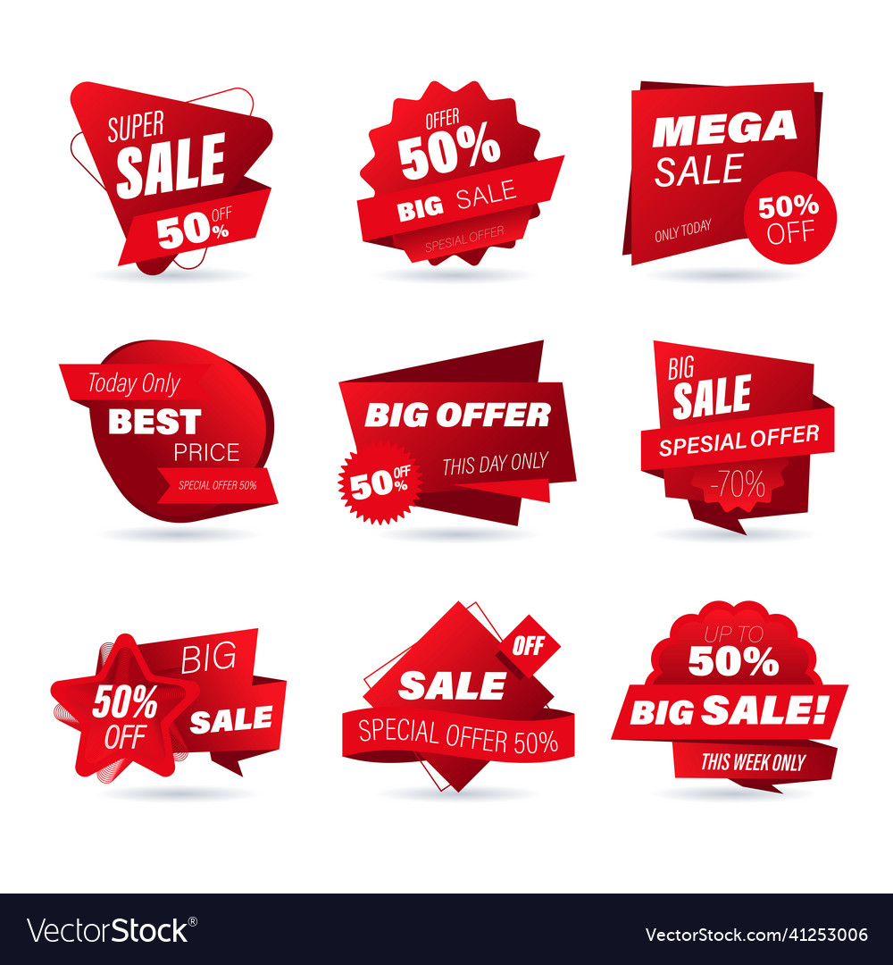 Set of retail sale badge shopping stickers Vector Image