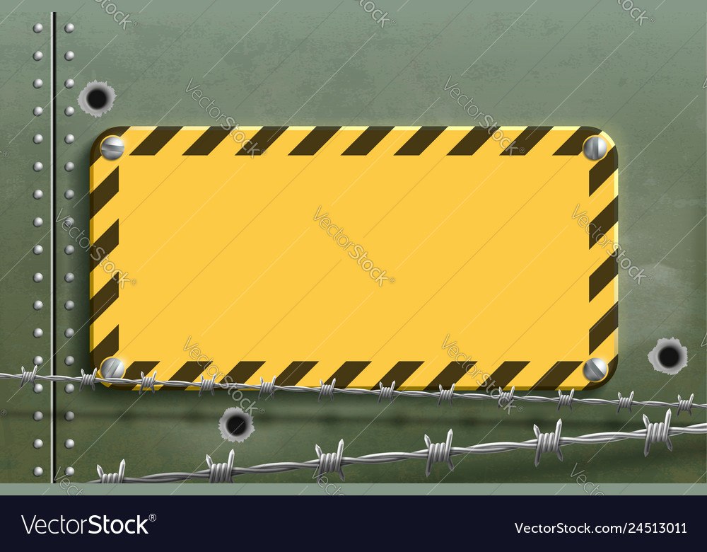 Blank yellow warning metal plate steel background Vector Image