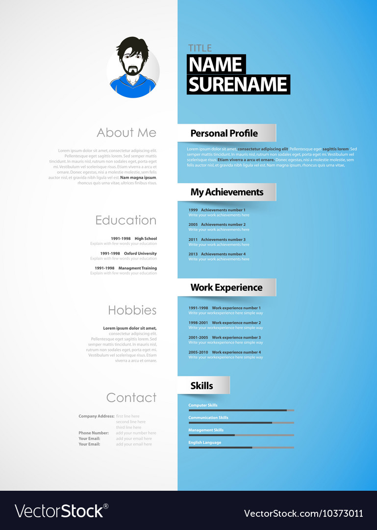 Creative cv template with paper stripes Royalty Free Vector