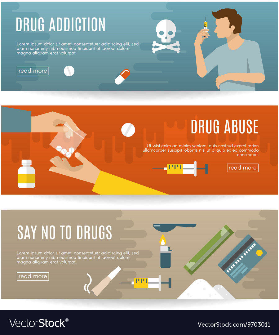 Flat Drugs Banner Set Royalty Free Vector Image
