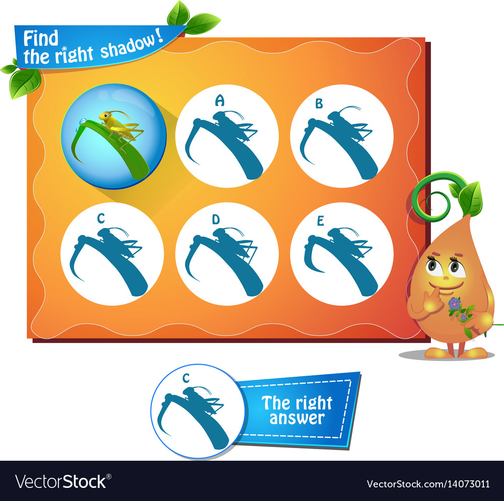 Grasshopper Find Right Shadow Royalty Free Vector Image