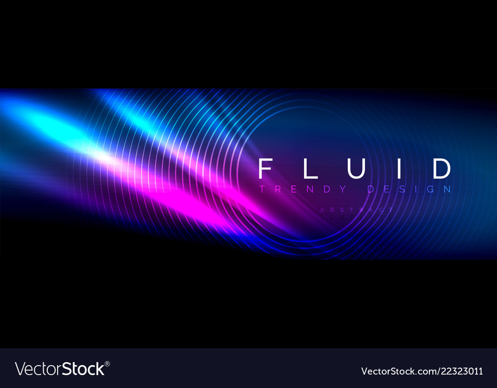 Neon glowing fluid wave lines magic energy space Vector Image