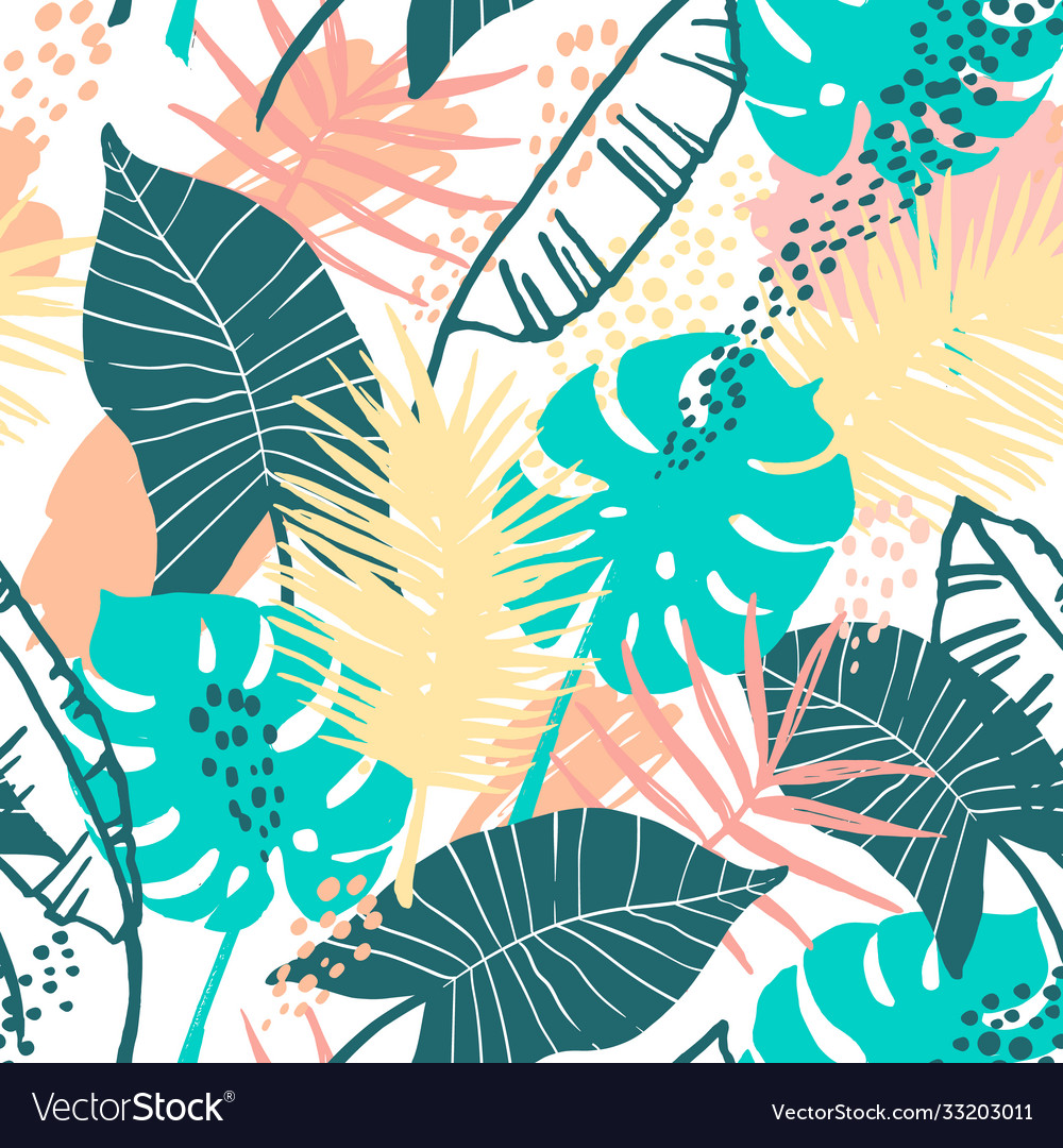 Seamless exotic pattern with tropical plants Vector Image