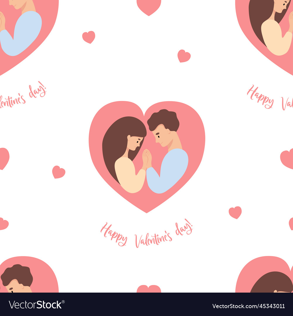 Seamless pattern with romantic couple in love